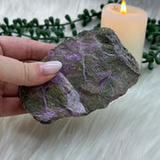 Rough Stichtite with Green Serpentine Crystals