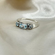 Blue Topaz 3 Stone Sterling Silver Ring Sterling SIlver Earrings