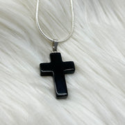 Black Obsidian Crystal Cross Pendant Pendants