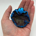 Dark Blue Aura Quartz Geode Crystal