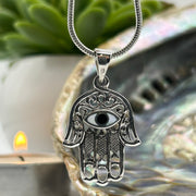 Hamsa Hand Evil Eye Sterling Silver Pendant Pendants