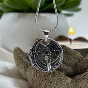 Raven Circle Wing Sterling Silver Pendant Pendants