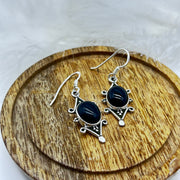 Black Onyx Crystal Sterling Silver Earrings Earrings