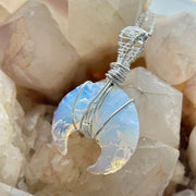 Jelly Opal Moon Wire Wrap Pendant
