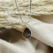 Smoky Quartz Faceted Sterling Silver Crystal Pendant Pendant