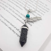 Lava Stone With Feather Pendant Pendants