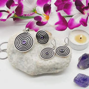 Sterling Silver Amethyst Sacred Geometry Spiral Set Sterling Silver Rings