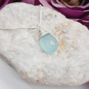 Sterling Silver Blue Onyx Crystal Pendant Pendants