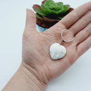White Howlite Gemstone Heart Key Ring Pendants