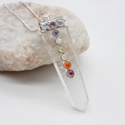 Clear Quartz Tabby Pendant With Cabochon Gemstones