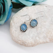 Sterling Silver Blue Onyx Crystal Earrings Earrings