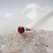 Sterling Silver Crystal Garnet Cabochon Ring Sterling Silver Rings