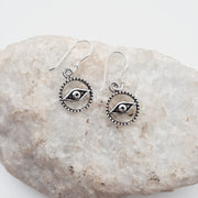 Sterling Silver Evil Eye Circle Earrings Sterling SIlver Earrings
