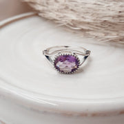 Faceted Sterling Silver Amethyst Crystal Ring Sterling Silver Rings
