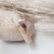 Sunstone with Garnet Cabochon DT Crystal Pendant Pendants