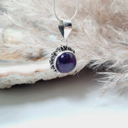 Amethyst Cabochon Crystal Sterling Silver Pendant