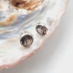 Sterling Silver Smokey Quartz Crystal Stud Earrings