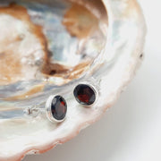 Sterling Silver Garnet Crystal Stud Earrings