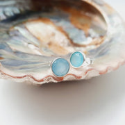 Sterling Silver Blue Onyx Crystal Stud Earrings