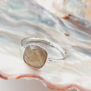 Sterling Silver Square Shaped Labradorite Crystal Ring Sterling Silver Rings