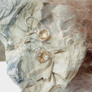 Sterling Silver Square Shaped Citrine Faceted Crystal Earrings Sterling SIlver Earrings