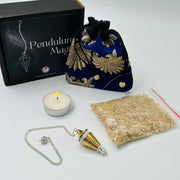 Genuine Brass pendulum with grooved silver metal trim and white metal chain Pendulum Kit