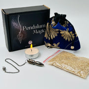 The Dagger Grooved Gun Metal Pendulum Kit Crystal Pendulums