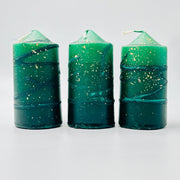 Dark Green Speckled Pillar Candles