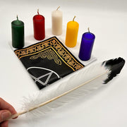 Wiccan Starter Kit with Feather (Altar Cloth with Elemental Candles)