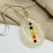 Clear Quartz Chakra Crystal Cabochon Gemstone Pendant