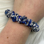 Lapis Lazuli with Clear Quartz Chip Gemstone Bracelet