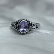 Sterling Silver Ring with Faceted Amethyst Crystal Sterling Silver Rings