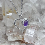 Amethyst Sterling Silver Heart With Gemstone Sterling Silver Pendants