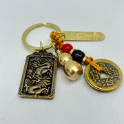 Protection Kuan Kung 5 Coins Keyrings - Dragon