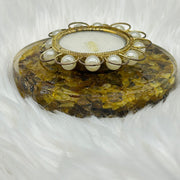 Tigers eye and citrine tea light with pearls
