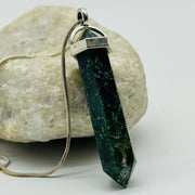 Men’s Moss Agate White Metal Crystal Pendant Pendants