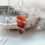 Genuine Rough Carnelian Wire Wrap Pendant for Fiery Courage