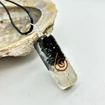 Black Tourmaline and Selenite Orgonite Pendant for Magnified Protection