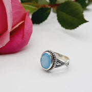 Sterling Silver Blue Onyx Faceted Ring
