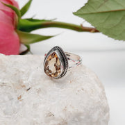 Sterling Silver Crystal Citrine Ring
