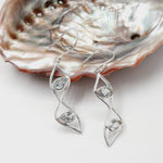 Sterling Silver 2 Stone Blue Topaz Crystal Free Form Earrings