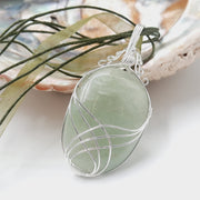 Green Aventurine Curve of Luck wire wrap crystal Pendant