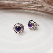 Small Amethyst Crystal Cabachon Earrings