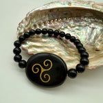 Black Agate Triskell Gemstone Bracelet 18/19cm