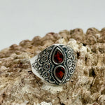 Garnet Sterling Silver Crystal Ring