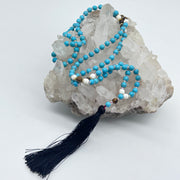 Turquonite Bead Mala Prayer Beads With Tigers Eye Black Tassel