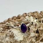 Amethyst Teardrop Sterling Silver Crystal Ring