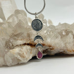 Cosmic Moon Sterling Silver Ruby Crystal Pendant