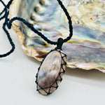 Black Moonstone Crystal Macrame Pendant