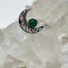 Emerald Crystal Sterling Silver Moon Ring Sterling Silver Rings